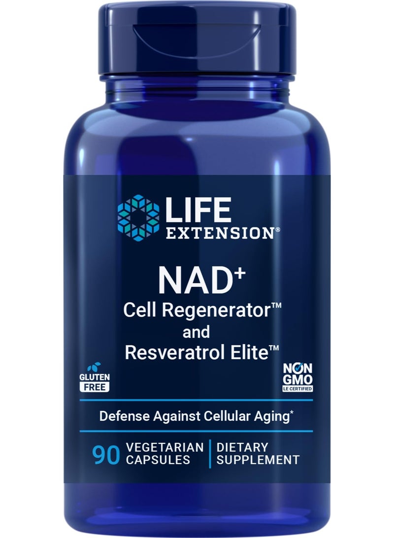 Life Extension NAD+ with Resveratrol – Dietary Supplement for Daily Wellness – 90 Vegetarian Capsules - Image 1